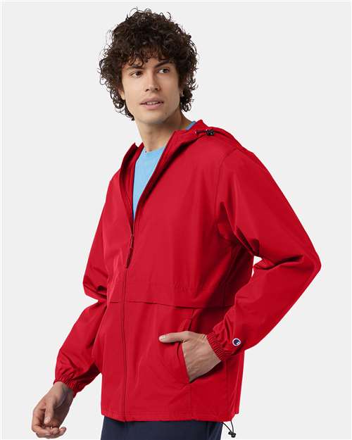 Champion CO125 Unisex Full-Zip Anorak Jacket - Scarlet - model side