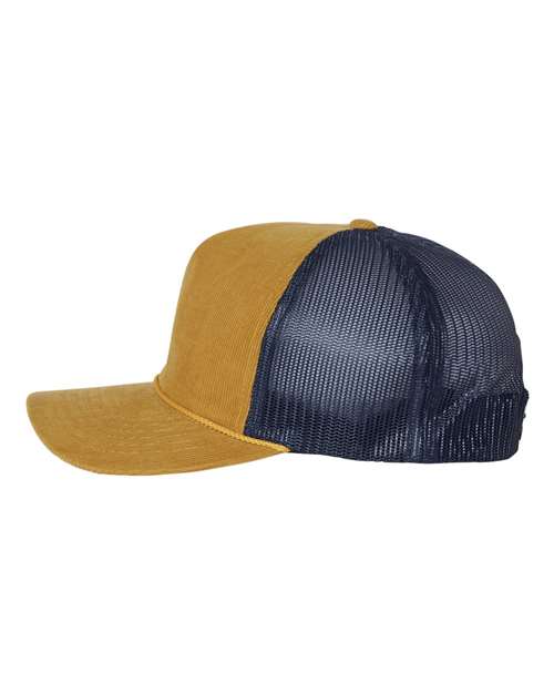 Richardson 930 Troutdale Corduroy Trucker Cap - Amber Gold/ Navy - side