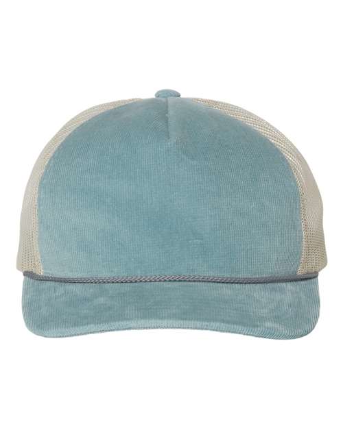 Richardson 930 Troutdale Corduroy Trucker Cap - Light Blue/ Sand - front