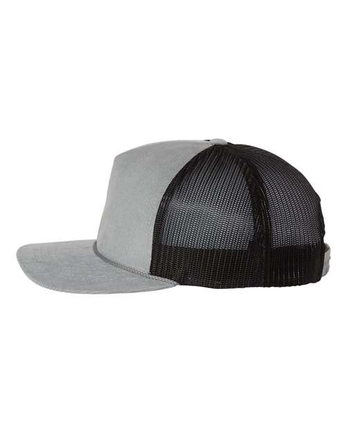 Richardson 930 Troutdale Corduroy Trucker Cap - Light Grey/ Black - side
