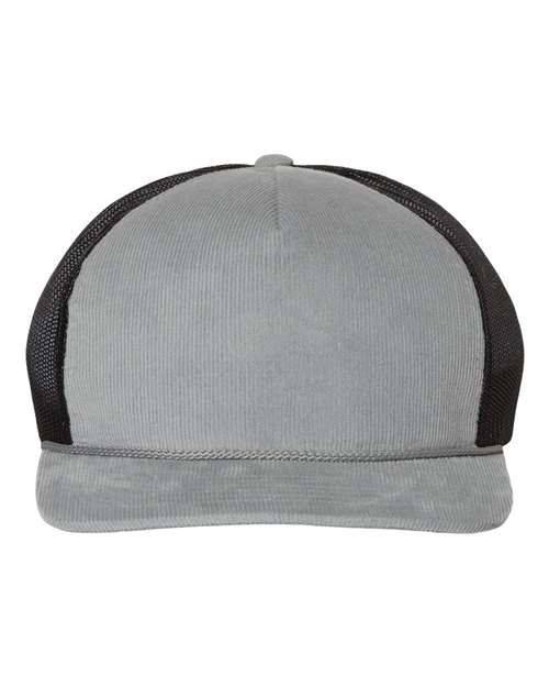 Richardson 930 Troutdale Corduroy Trucker Cap - Light Grey/ Black - front