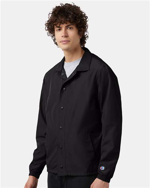Champion CO126 Unisex Coach's Jacket - Black - model side