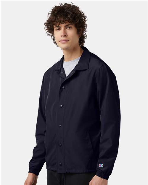 Champion CO126 Unisex Coach's Jacket - Navy - model side