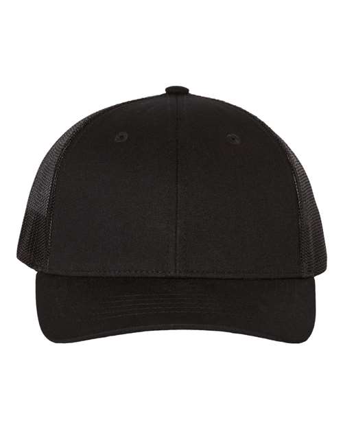 Richardson 112Y Youth Trucker Snapback Cap - Black - front