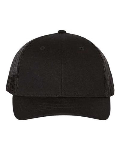 Richardson 112Y Youth Trucker Snapback Cap - Black - front