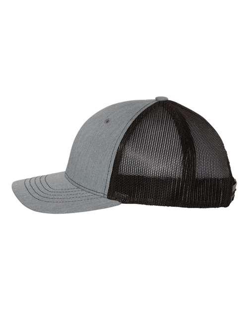 Richardson 112Y Youth Trucker Snapback Cap - Heather Grey/ Black - side