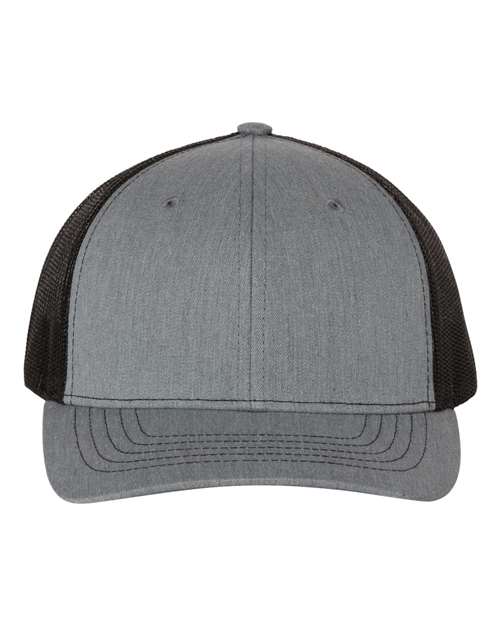 Richardson 112Y Youth Trucker Snapback Cap - Heather Grey/ Black - front