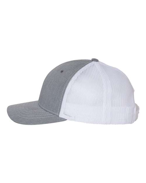 Richardson 112Y Youth Trucker Snapback Cap - Heather Grey/ White - side