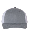 Richardson 112Y Youth Trucker Snapback Cap - Heather Grey/ White - front