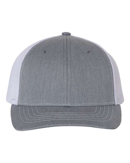Richardson 112Y Youth Trucker Snapback Cap - Heather Grey/ White - front