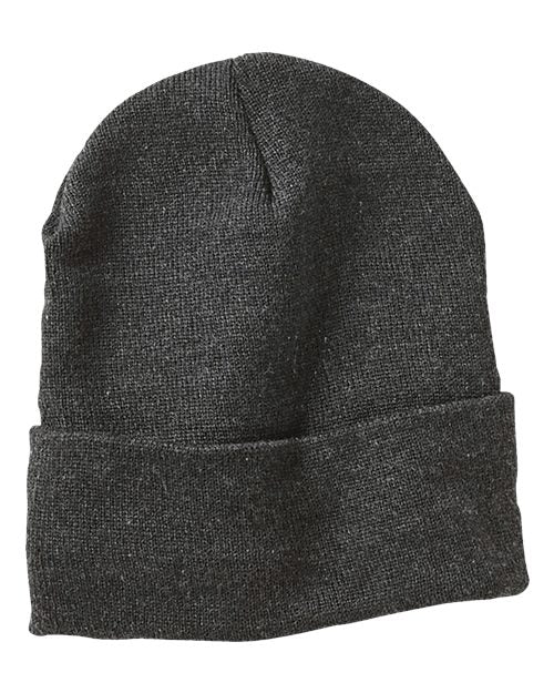 Sportsman SP12JL 12" Jersey Lined Cuffed Beanie - Heather Charcoal - front
