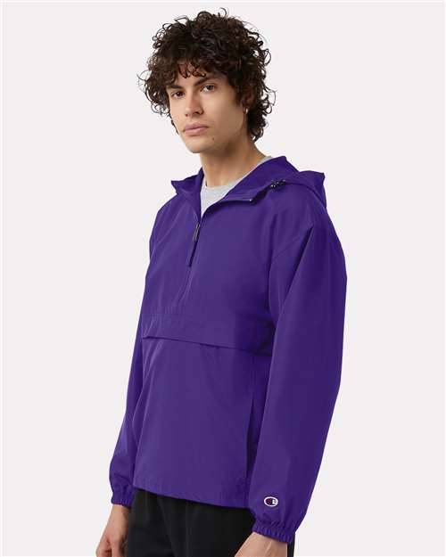 Champion CO200 Unisex Packable Anorak Jacket - Purple - model side