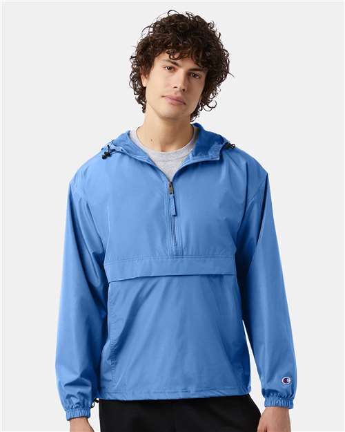 Champion CO200 Unisex Packable Anorak Jacket - Light Blue - model front