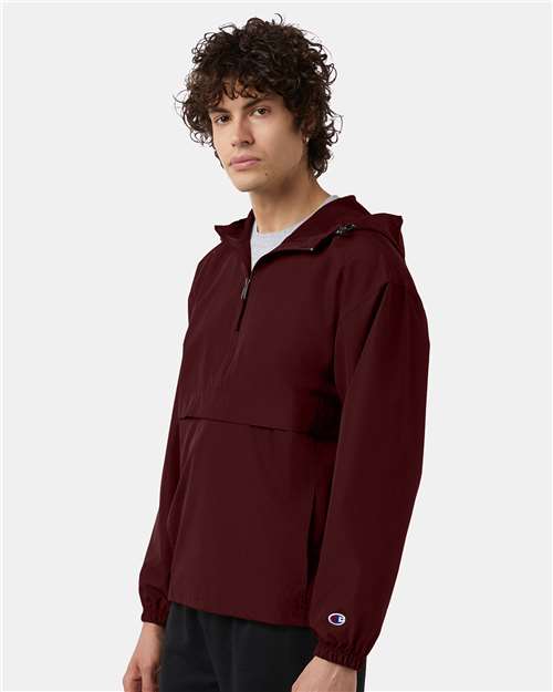 Champion CO200 Unisex Packable Anorak Jacket - Maroon - model side