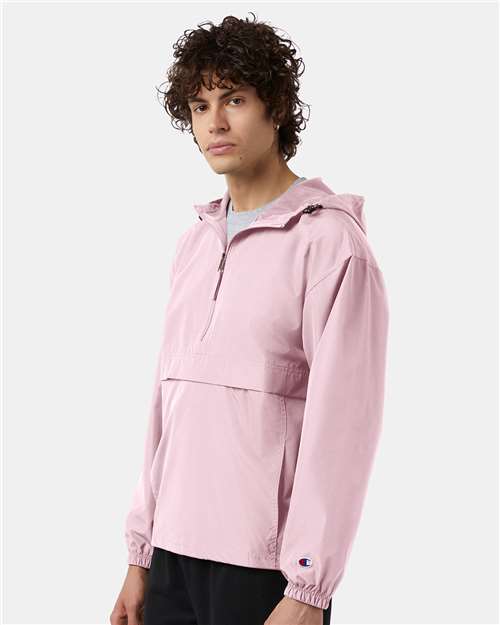 Champion CO200 Unisex Packable Anorak Jacket - Pink Candy - model side