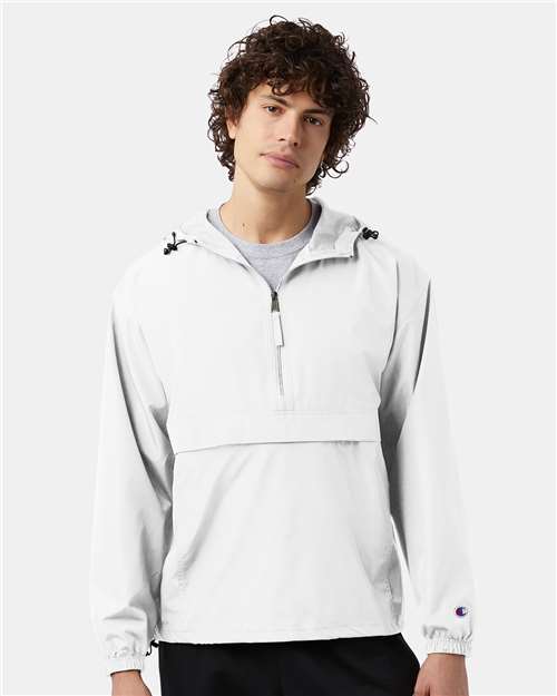 Champion CO200 Unisex Packable Anorak Jacket - White - model back