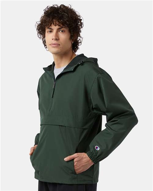 Champion CO200 Unisex Packable Anorak Jacket - Dark Green - model side