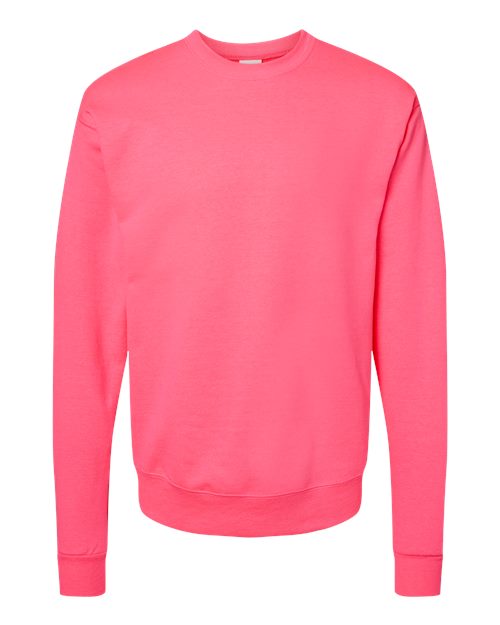 Hanes P160 EcoSmart Crewneck Sweatshirt - Safety Pink - flat front