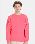 Hanes P160 EcoSmart Crewneck Sweatshirt - Safety Pink - model front