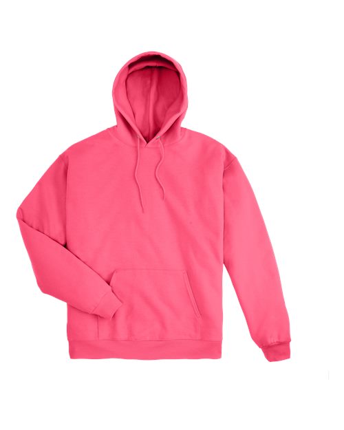 Hanes P170 EcoSmart Hooded Sweatshirt - Safety Pink - flat front
