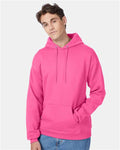 Hanes P170 EcoSmart Hooded Sweatshirt - Safety Pink - model front