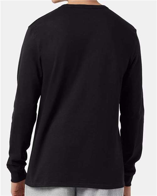 Champion T453 Unisex Heritage Jersey Long Sleeve T-Shirt - Black - model back