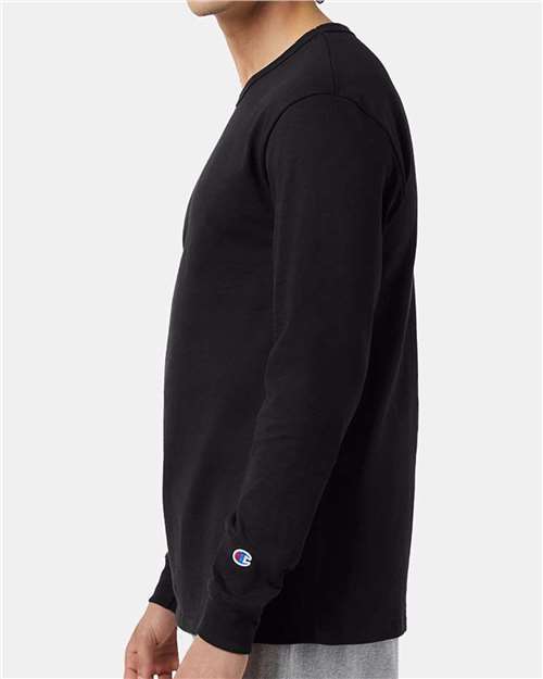 Champion T453 Unisex Heritage Jersey Long Sleeve T-Shirt - Black - model side