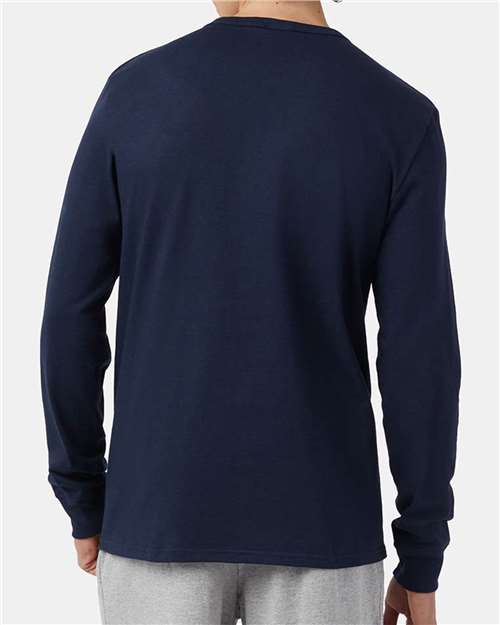 Champion T453 Unisex Heritage Jersey Long Sleeve T-Shirt - Navy - model back