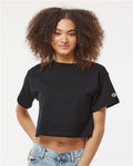 Champion T453W Women's Heritage Jersey Crop T-Shirt - Black - model front
