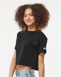 Champion T453W Women's Heritage Jersey Crop T-Shirt - Black - model side