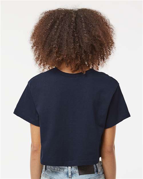 Champion T453W Women's Heritage Jersey Crop T-Shirt - Navy - model back