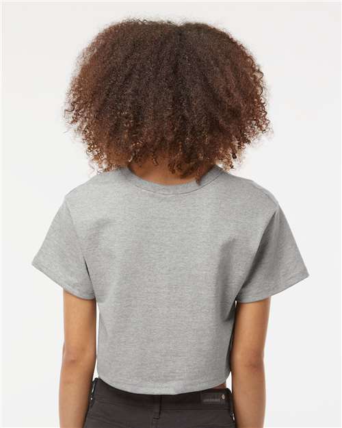 Champion T453W Women's Heritage Jersey Crop T-Shirt - Oxford Grey - model back