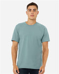 Bella+Canvas 3001CVC Unisex Heather CVC Short Sleeve Tee - Heather Blue Lagoon - model front