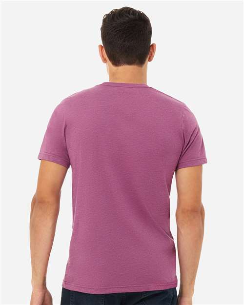 Bella+Canvas 3001CVC Unisex Heather CVC Short Sleeve Tee - Heather Magenta - model back