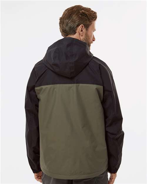 DRI DUCK 5335 Unisex Torrent Waterproof Hooded Jacket - Olive/ Black - model back