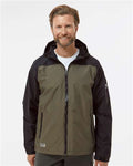 DRI DUCK 5335 Unisex Torrent Waterproof Hooded Jacket - Olive/ Black - model front