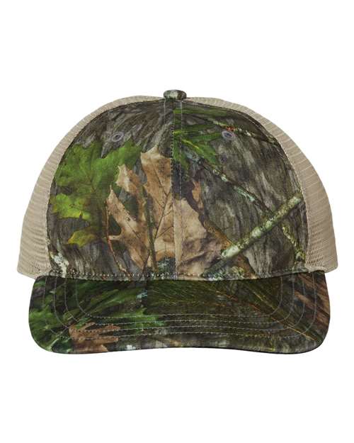 Richardson 111P Garment Washed Printed Trucker Cap - Mossy Oak Obsession/ Khaki - front