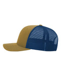 Richardson 112 Snapback Trucker Cap - Biscuit/ True Blue - side