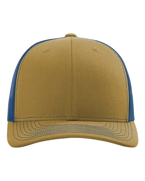 Richardson 112 Snapback Trucker Cap - Biscuit/ True Blue - front