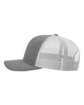Richardson 112 Snapback Trucker Cap - Heather Grey/ Light Grey - side