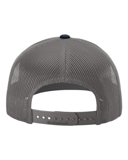 Richardson 112 Snapback Trucker Cap - Grey/ Charcoal/ Navy - back