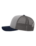 Richardson 112 Snapback Trucker Cap - Grey/ Charcoal/ Navy - side