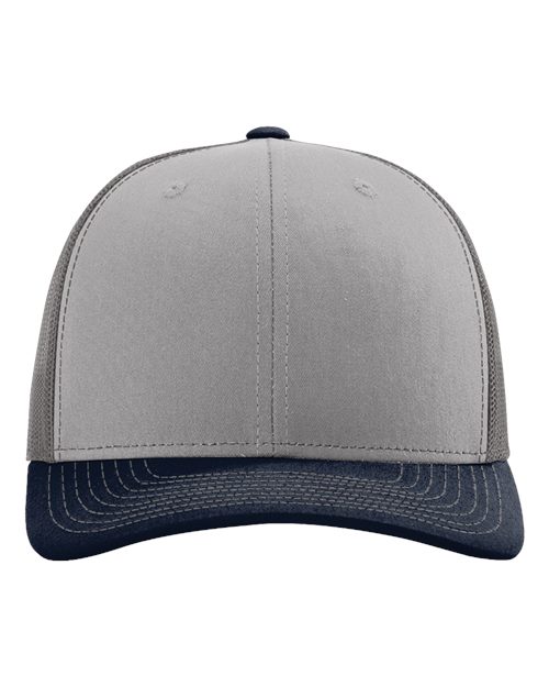Richardson 112 Snapback Trucker Cap - Grey/ Charcoal/ Navy - front
