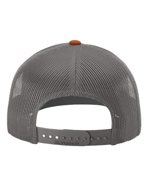 Richardson 112 Snapback Trucker Cap - Heather Grey/ Charcoal/ Dark Orange - back