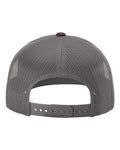 Richardson 112 Snapback Trucker Cap - Heather Grey/ Charcoal/ Maroon - back