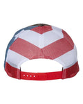 Richardson 112PM Printed Mesh Trucker Cap - Mossy Oak Break-Up Country/ Stars & Stripes - back