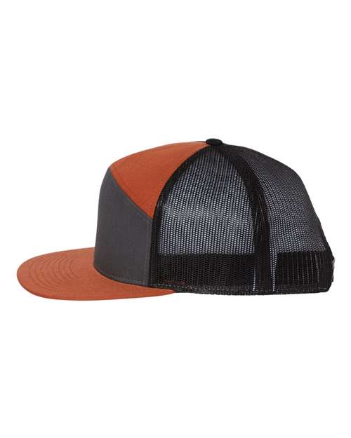 Richardson 168 Seven-Panel Trucker Cap - Charcoal/ Burnt Orange/ Black - side