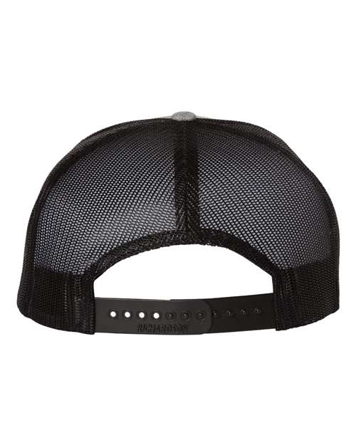 Richardson 511 Wool Blend Flat Bill Trucker Cap - Heather Grey/ Black - back