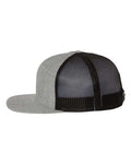Richardson 511 Wool Blend Flat Bill Trucker Cap - Heather Grey/ Black - side
