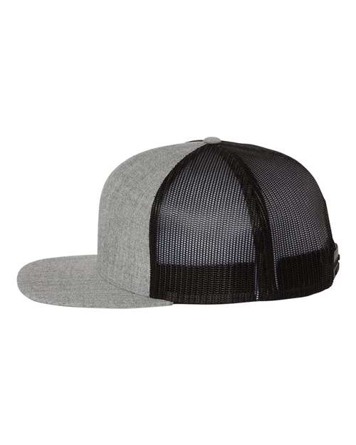 Richardson 511 Wool Blend Flat Bill Trucker Cap - Heather Grey/ Black - side